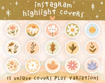 Cute Highlight Covers For Instagram - Illustrated Story Covers with Floral and Nature Themes