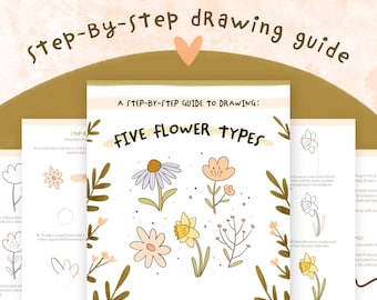 How To Draw Five Different Flowers | Digital Step-By-Step Drawing Guide PDF