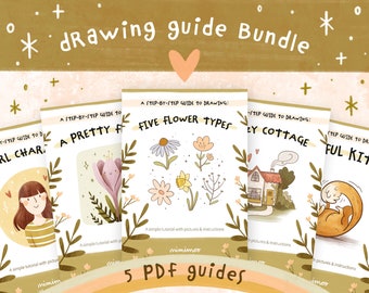 How To Draw BUNDLE | Pack of 5 Digital Step-By-Step Drawing Guide PDFs