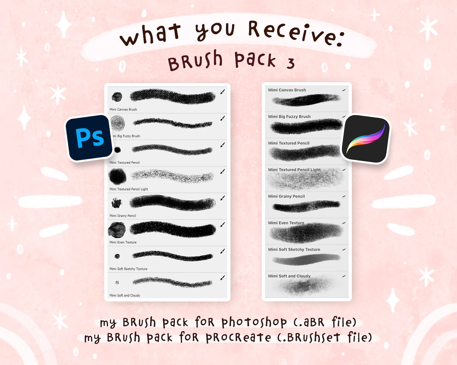 Texture Art Brushes: Mimi's Brush Pack 3 for Procreate & Photoshop ...