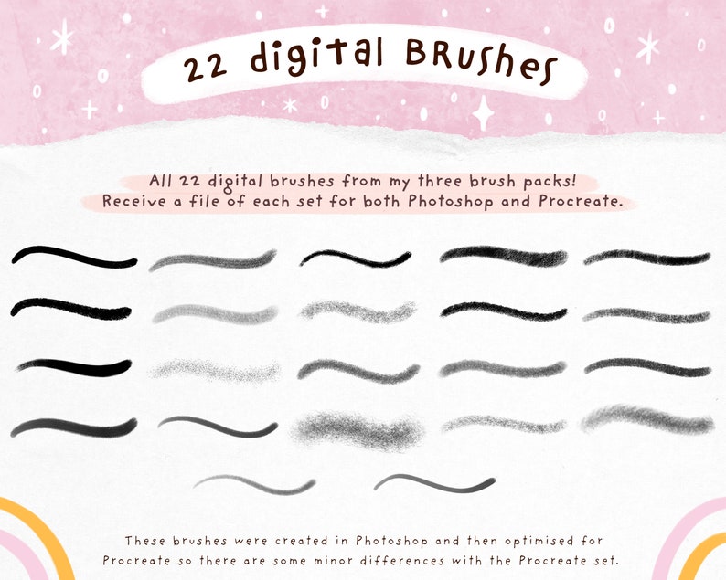 Mimi's Digital Brush Packs 1,23 BIG BUNDLE für Procreate und Photoshop Digitale Kunsttexturpinsel zur Illustration Bild 3