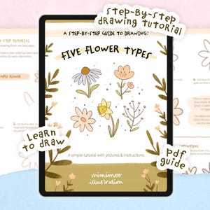 Cómo dibujar cinco flores diferentes / Guía digital paso a paso para dibujar (PDF)