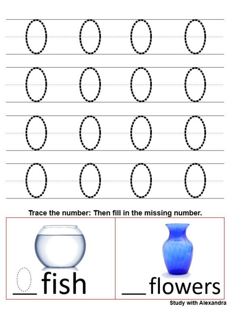 14 printable trace the numbers and shapes worksheets etsy