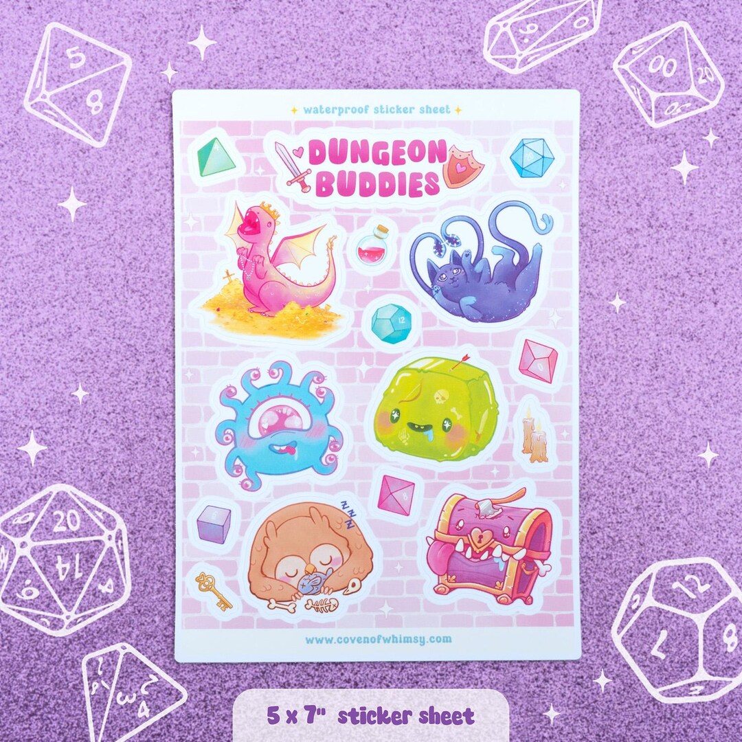 Dungeon Buddies Sticker Sheet | Cute Dnd Monsters | Matte Waterproof ...