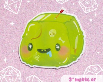 Jelly Belly the Gelatinous Cube Sticker | Cute DnD Monster | Matte or Holographic Waterproof Vinyl