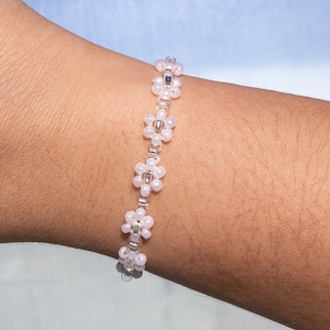 Frosty Bloom Bracelet | Multiple Colours, Pearly, Anklet, Gift, Flower, Daisy, Aesthetic, Pretty, Holiday, Iridescent, Lustre, Cute, Winter