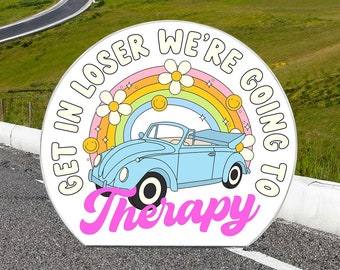 Going to Therapy Sticker – Pastel Rainbow Car, Laptop Decal