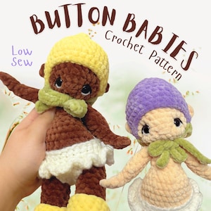 ボタンベイビーズ - PDFかぎ針編みパターン - ぬいぐるみデジタルダウンロード - ベビードールぬいぐるみ