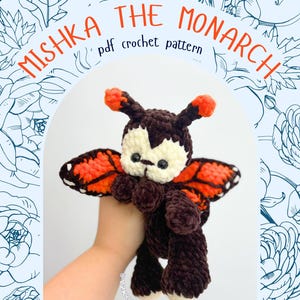 Mishka the Monarch Butterfly - Crochet Pattern - Anti Ai Fiber Artist, Amigurumi Butterfly Plushie, Bug Plush Patterns