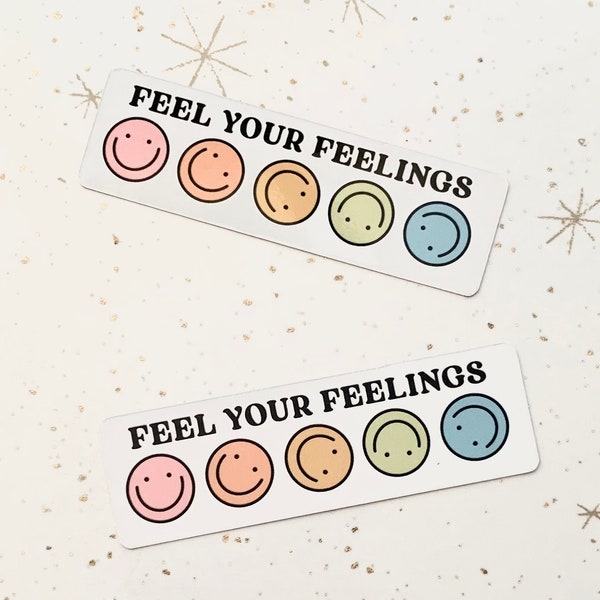 Feel Your Feelings - Happy Face Smile Sticker - Positive Mental Health Stickers - Laptop/Water Bottle Safe - Sticker Pack - Trendy Sticker