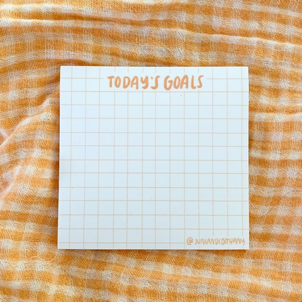 Neutral Warm-Tone Grid-Lined Sticky Notes - Cute Boho Stationery - Neutral Office Supplies - Boho Paper Goods Grid Lined Daily Goal Tracker