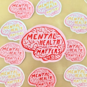 Geestelijke gezondheid is belangrijk - Hersenanatomie Sticker - Geestelijke gezondheid - Schattig briefpapier - Esthetische anatomiestickers - Hersenkunst - Laptopstickers