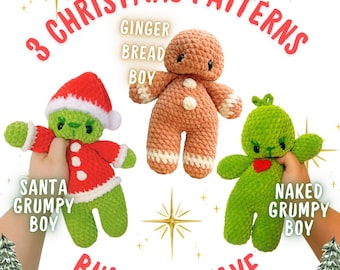 PDF Crochet Pattern BUNDLE: Christmas Gingerbread Man - Santa Plush - Digital Downloads - Christmas Plushies