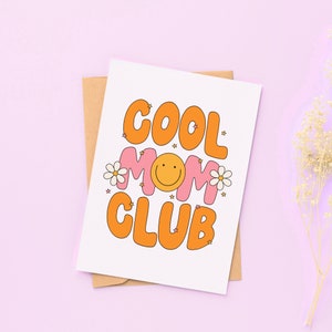 Cool Mom Club - Tarjeta del Día de la Madre - Tarjetas de felicitación Boho Mama - Tarjetas de ocasión especiales de moda - Tarjetas para mamás
