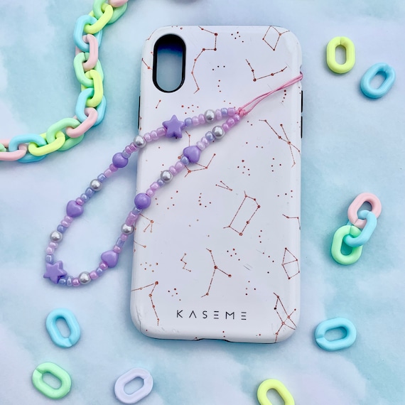 Kawaii Stars Phone Charm – Purple Beaded Wristlet Keychain - Etsy