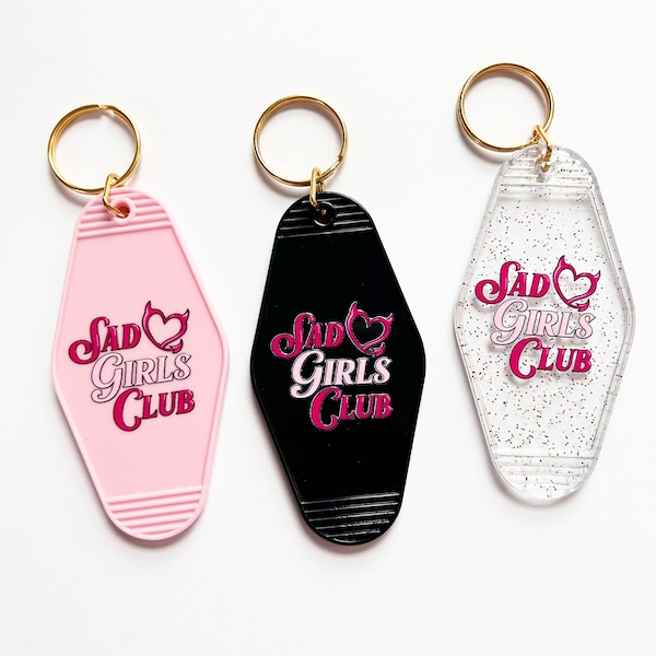 Sad Girl's Club Motel Keychain - Emo Keychain - Cute Depressed Girl Keychains - Cute Car Accessories