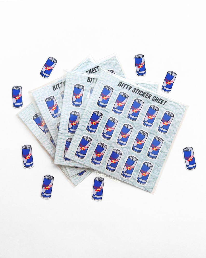 Hot Girls Drink Energy Drinks Sticker Red - Bull Can Sticker - Funny Laptop Stickers Mini Sticker Sheet