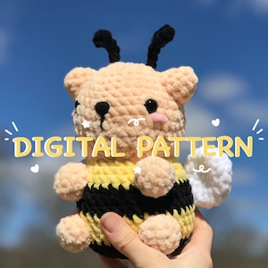 Bumble bee cat crochet PATTERN, bee plush DIGITAL instructions, Cat Bee Pattern, Amigurimi Tutorial, English PDF Pattern