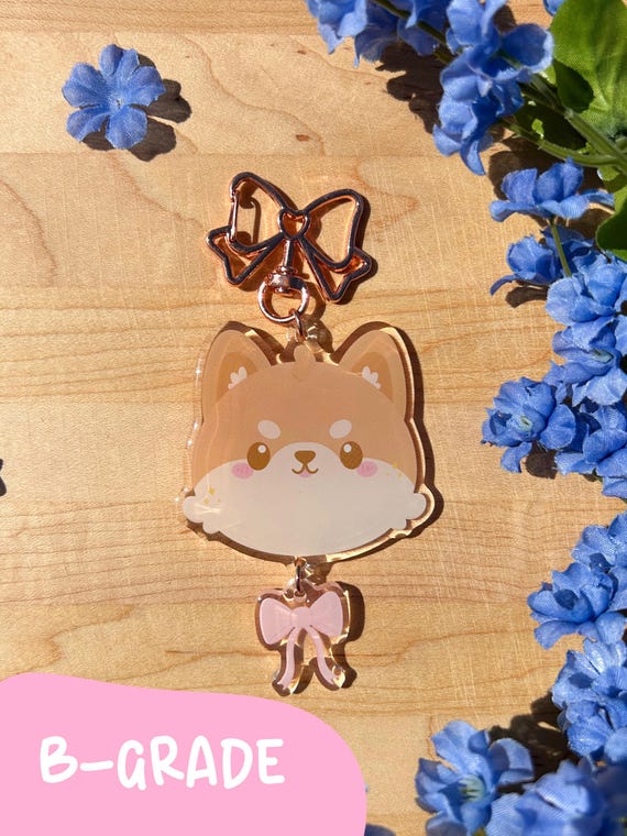 Shiba Inu B-GRADE Keychain, Acrylic Dog Keyring with Epoxy Coating