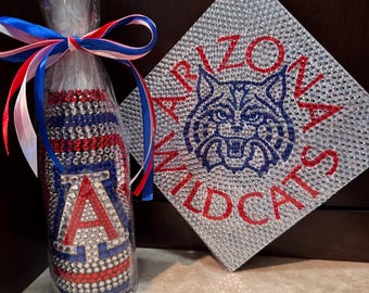 Rhinestone Bedazzled Grad Cap & Bottle Set – Custom College Gift