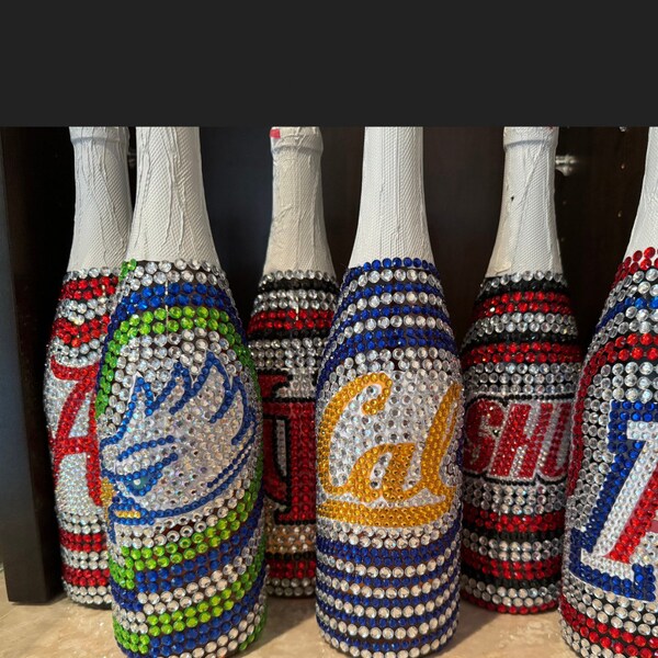 Bedazzled LOGO ONLY Bottles for College Bed Party, college graduation, or Big/Little Sorority gift!