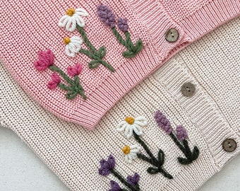 ADD ON WILDFLOWER design to custom hand embroidered cardigan, sweater or romper