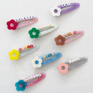 Personalized name flower HAIR CLIPS accessory for kids & adults customized