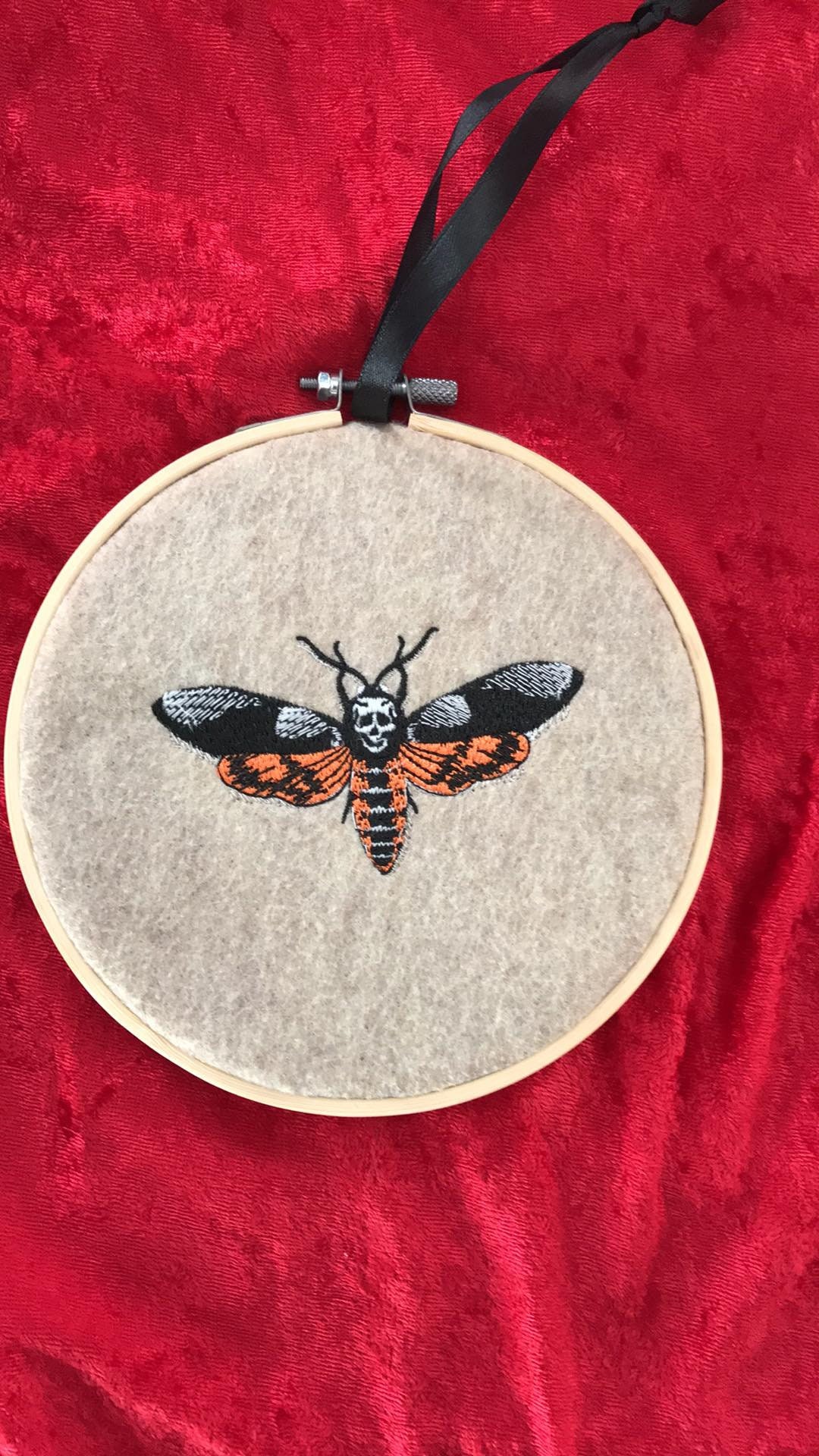 Embroidered Death Moth Wall Decor Machine Embroidered Hoop - Etsy