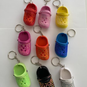 Choice Bling Croc Keychain Rhinestone Backpack charm Green, Blue, Red, White or Pink, Yellow, Orange or Black Sandal Key Chain
