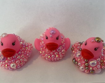 Serie di anatre di gomma rosa Bubble Fun Cruscotto automatico Sei stato anatroccolo Regalo con perline Bling