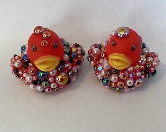 Serie di anatre di gomma rossa Bubble Fun Cruscotto automatico Sei stato anatroccolo Regalo con perline Bling