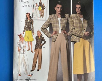 Simplicity 1940&#39;s Retro Misses / Women&#39;s Skirt, Pants and Lined Jacket Sizes 10-18