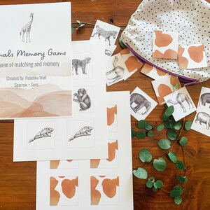 Wild Animal Memory Game | Preschool, Homeschool, Minimalist, Educational, Matching, Memory, Kindergarten