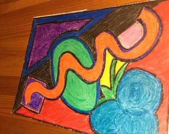 Naamloos: handgeschilderde Caron Art-papiertekening (uniek)