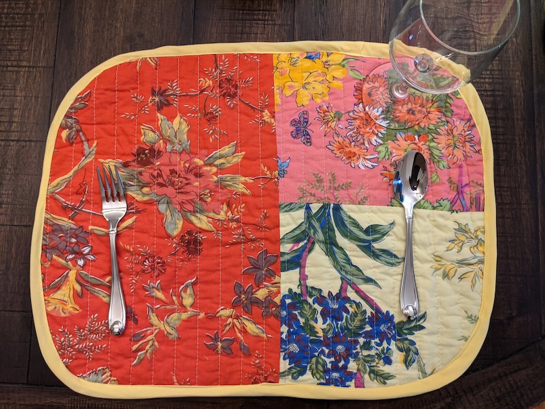 Set of 6pieces Quilted Placemats Handmade Cotton Fairytale Etsy