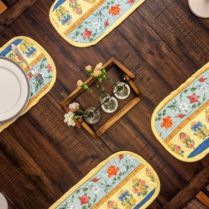Quilted Cotton Floral Placemats (Set of 4): Reversible Rustic Decor