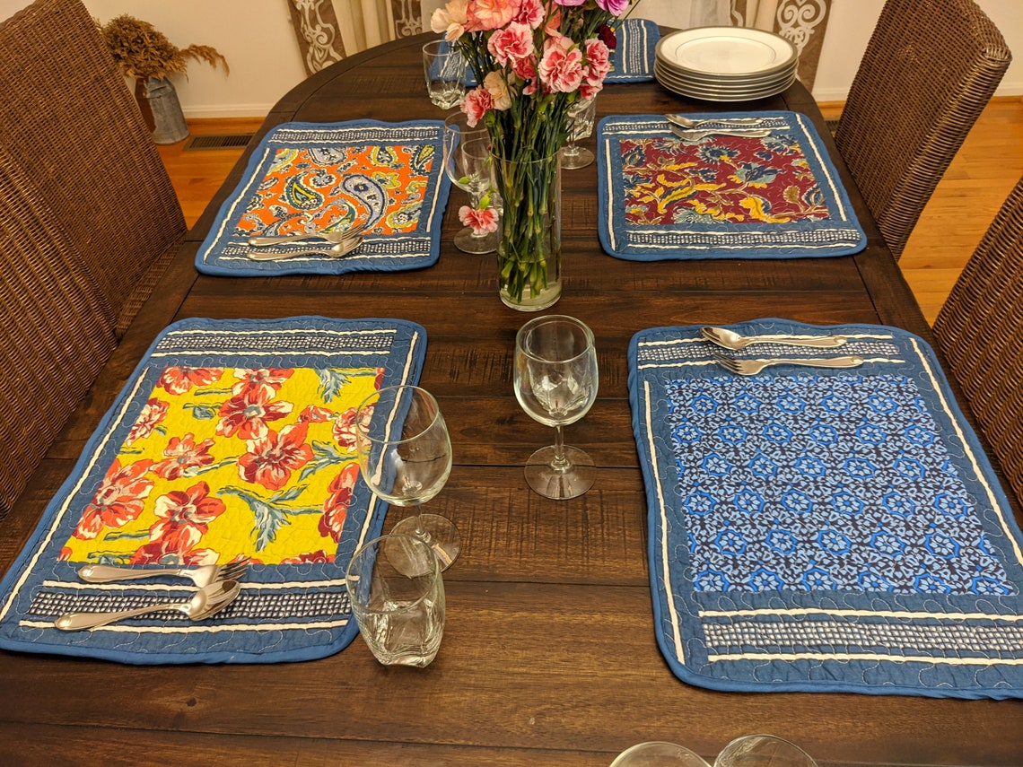 Set of 6Pieces Placemats HandMade Cotton Bohemian Midnight Etsy