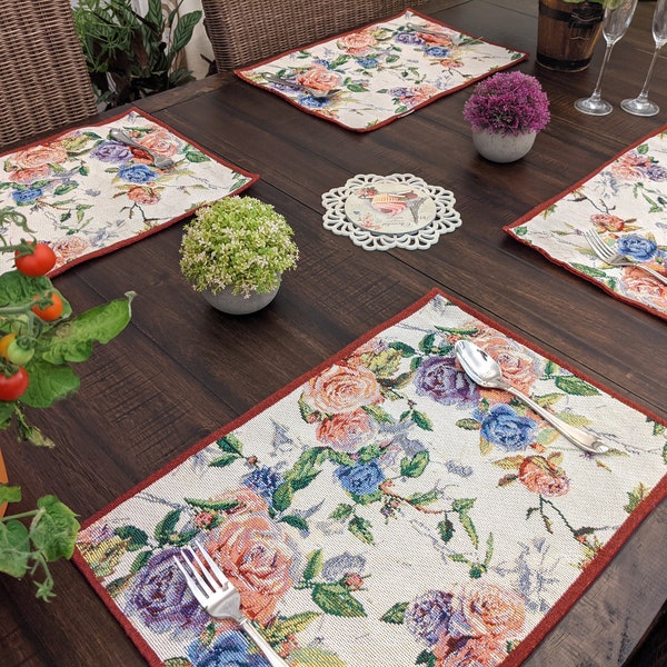 Red Floral Placemat Etsy