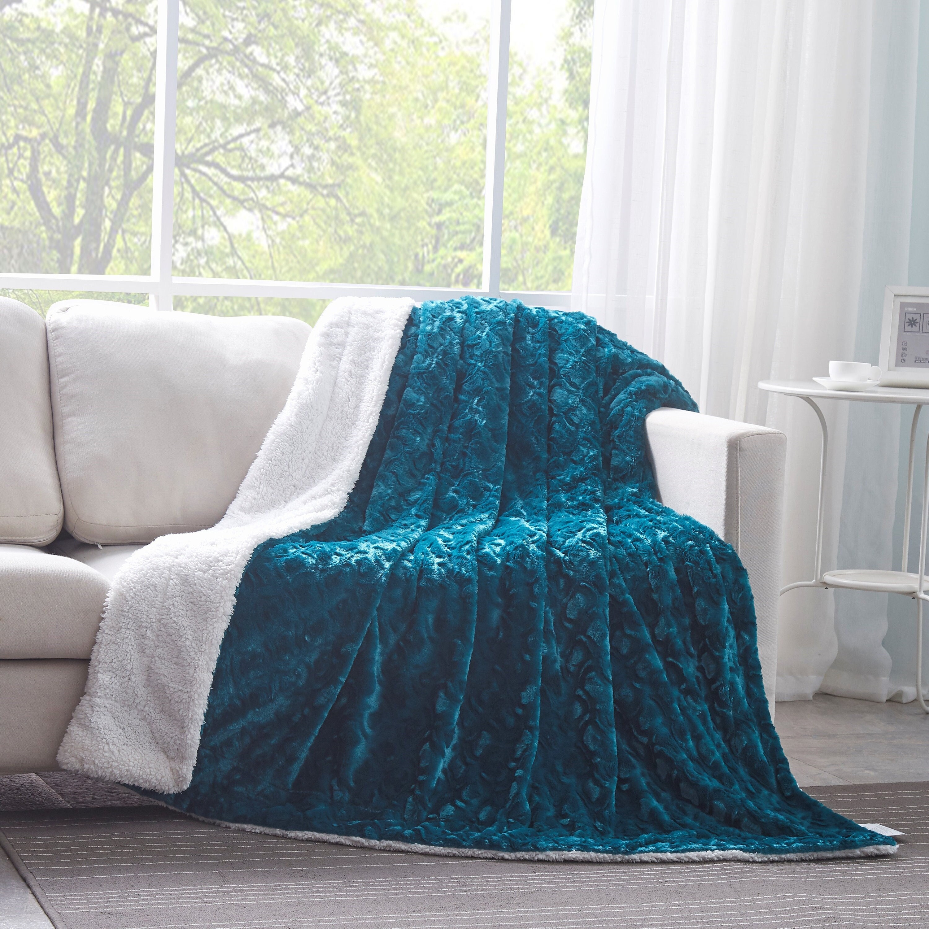 Vibrant Emerald Green Teal Blue Soft Faux Fur Throw Blanket - Etsy