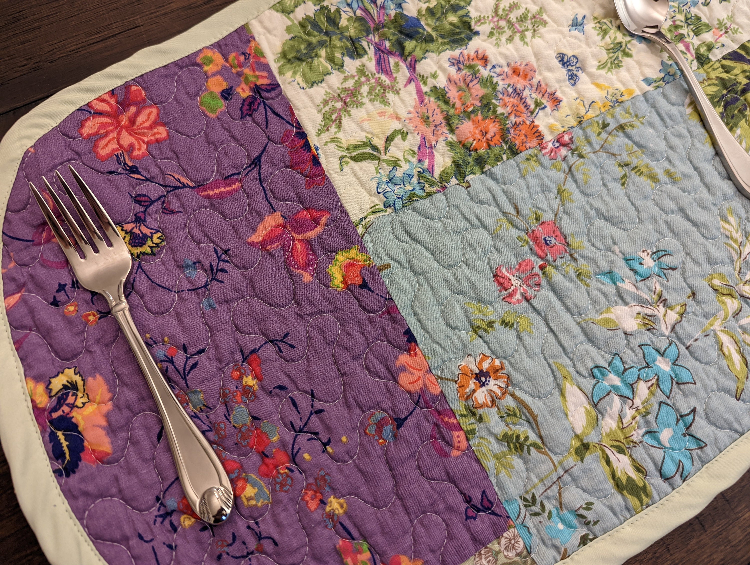 Set of 6pieces Cotton Quilted Placemats Handmade Pastel Etsy