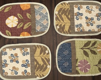 Handmade Quilted Cotton Placemats – Set of 6 | Patchwork Floral Table Mats | Farmhouse Kitchen & Dining Decor