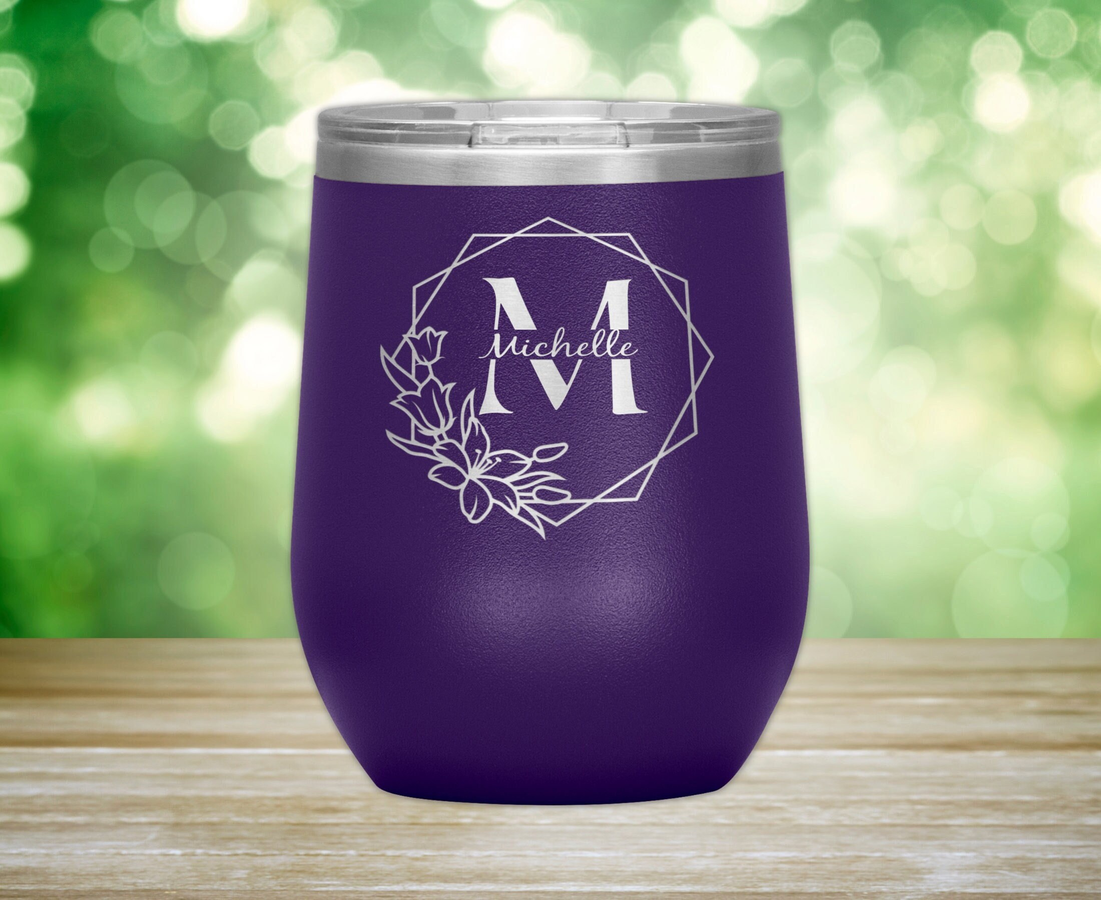 Monogram Portable Wine Glass Personalized Wine Tumbler Custom Wine