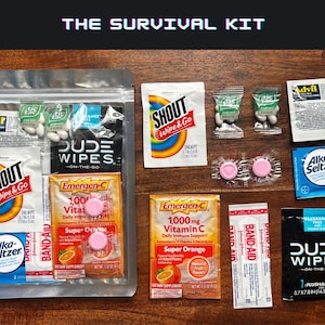 Hangover Kit, Hangover Survival Recovery Kit, Bachelor Guys Night Out Tailgate Party favors, Wedding Groomsmen Emergency Bag Items Supplies