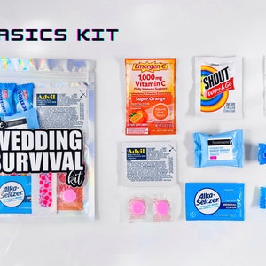 Hangover Kit, Hangover Survival Recovery Kit, Bachelorette Girls Night Out Party favors, Wedding Bridesmaids Hangover Bag Emergency Kits WS Basics Kit