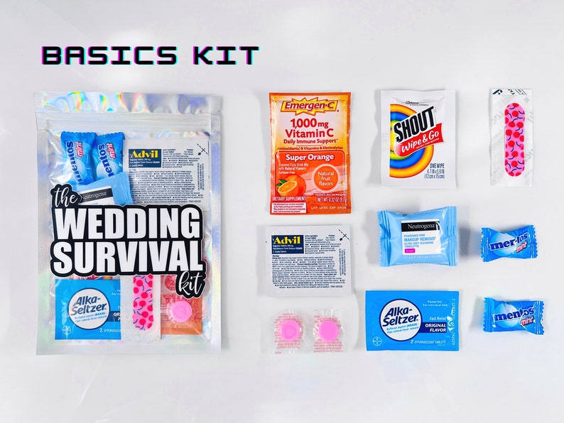 Hangover Kit, Hangover Survival Recovery Kit, Bachelorette Girls Night Out Party favors, Wedding Bridesmaids Hangover Bag Emergency Kits WS Basics Kit