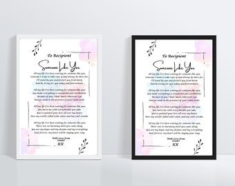 Customisable Poetry Print | Romantic Poem | Someone Like You | Optional Personalisation | Unique Gift | Original Poetry