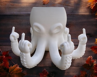Octopus Middle Finger Plant Pot: Humorous Desk Decor