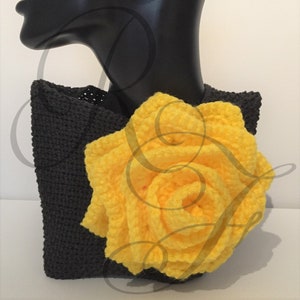 Crocheted Yellow Rose Brooch
