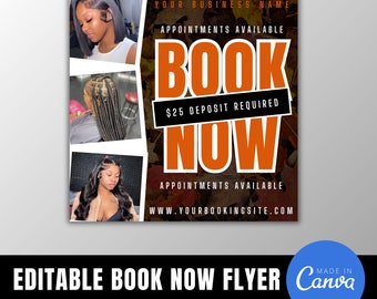 DIY Editable Fall Book Now Flyer, Canva Template, Hair Stylist Flyer, Thanksgiving Flyer, Appointment Available Flyer, Social Media Template