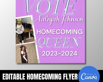 DIY Editable Homecoming Campaign Flyer, Canva Template, Homecoming Queen Flyer, Campaign Flyer, Vote For Me Flyer, Social Media Template